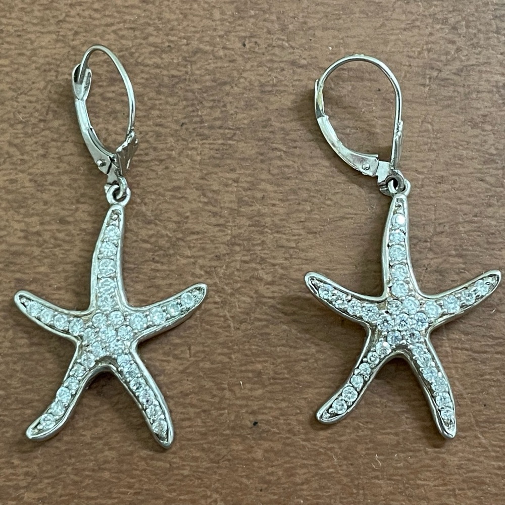 Sterling Silver 925 and crystal starfish pendant and drop earrings- boutique - Picture 13 of 16